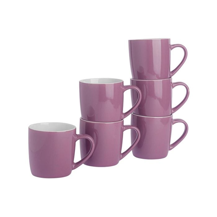 Argon Tableware Tea Coffee Ceramic Contemporary Coloured Mugs - 340ml - Pack Of 6