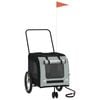 vidaXL Pet Bike Trailer Dog Stroller Black and Grey Oxford Fabric and Iron