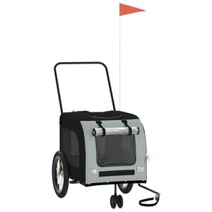 vidaXL Pet Bike Trailer Dog Stroller Black and Grey Oxford Fabric and Iron