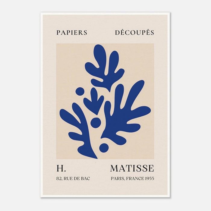 Galrie H. Matisse Blue Foliage Print II - Elegant Découpage Artwork (1955), Poster Only, 70 x 100cm (28 x 40inch)