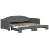 vidaXL Daybed with Trundle Sofa Bed 92x187 cm Single Size Dark Grey Fabric