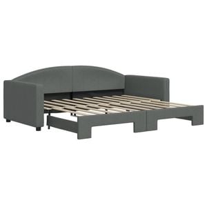 vidaXL Daybed with Trundle Sofa Bed 92x187 cm Single Size Dark Grey Fabric