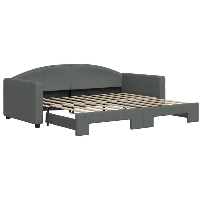 vidaXL Daybed with Trundle Sofa Bed 92x187 cm Single Size Dark Grey Fabric