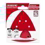 Diablo 93 x 93mm 120 Grit Abrasive All Surface Detail Sander Sheets - 10 Pack