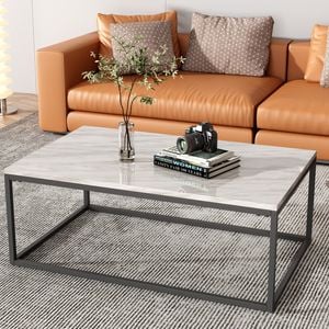 Coffee Table Industrial Style Marble Effect Rectangular