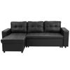 Sarantino Corner Sofa Bed Storage Chaise Couch Faux Leather Black