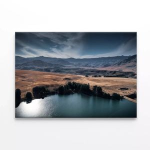 Lake Nestled Among Hills   Print 100% Australian Made 150 x 100cm  (Stretched)