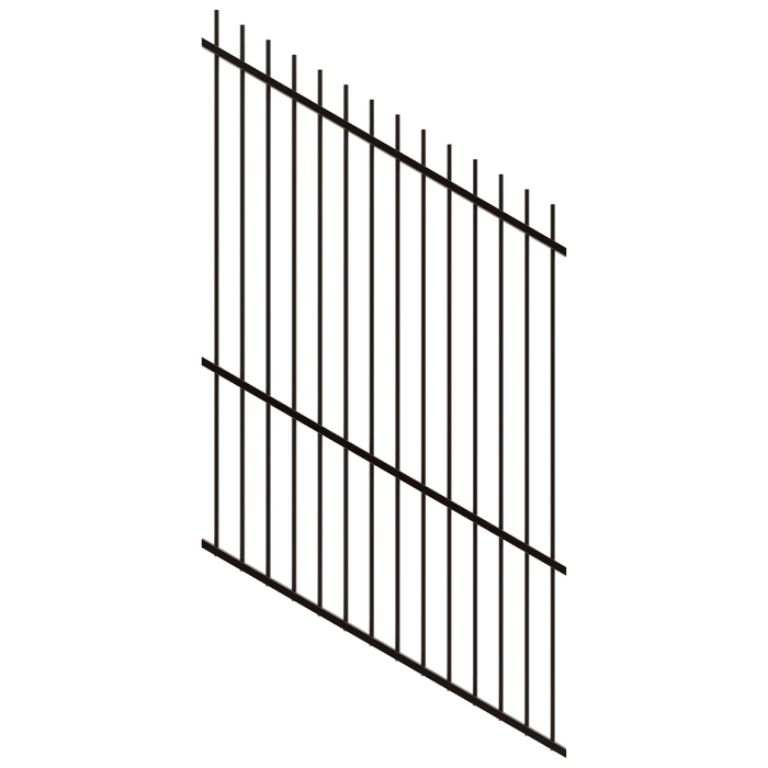 ProtectorAl 0350-1200W x 1800H Satin Black Picket Top Pool Fence Panel Raked 16-30º - Black