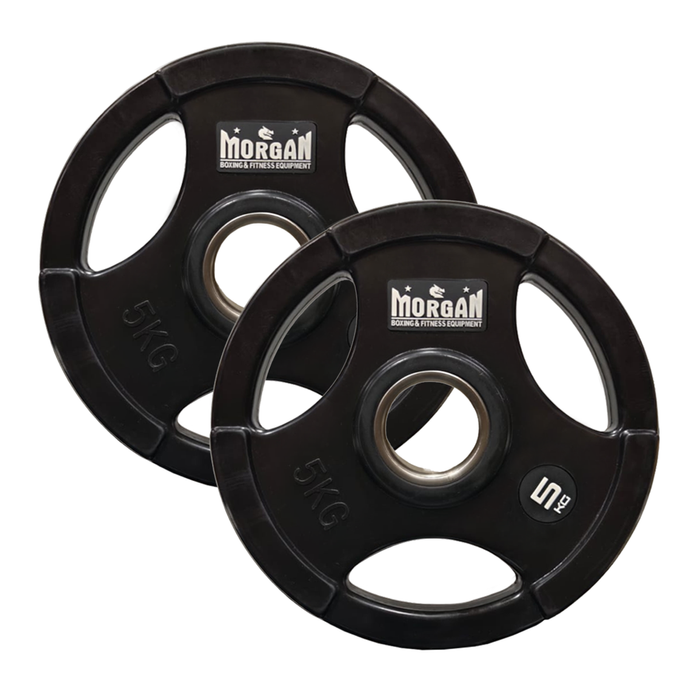 Morgan Tri-grip Rubber Coated Olympic Weight Plates (pair) [5kg]