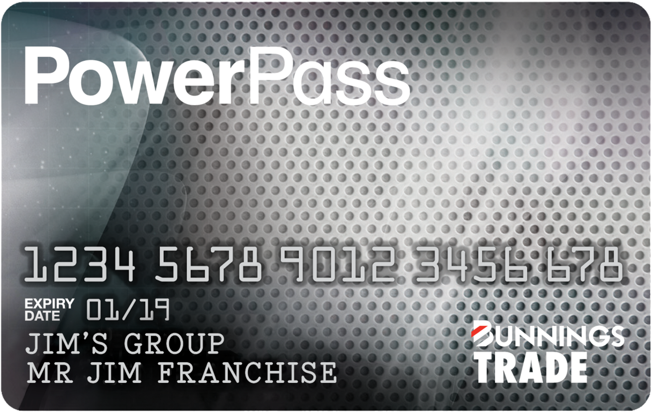 A mock Powerpass card for Jim's Group partners