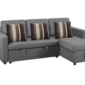 Corey Pull Out Sofa Bed with Pillows - Grey