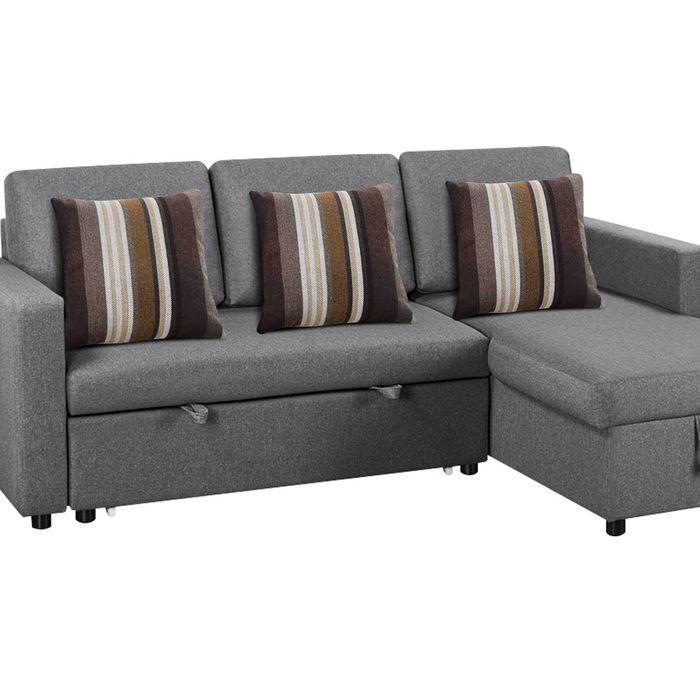 Corey Pull Out Sofa Bed with Pillows - Grey