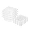 SOGA 1/6 GN Polycarbonate Food Pan 65mm Clear 4 Pack with Lids
