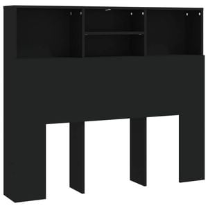 vidaXL Headboard Cabinet Home Organiser Bedroom Wall Bookcase Shelf Black 120 cm