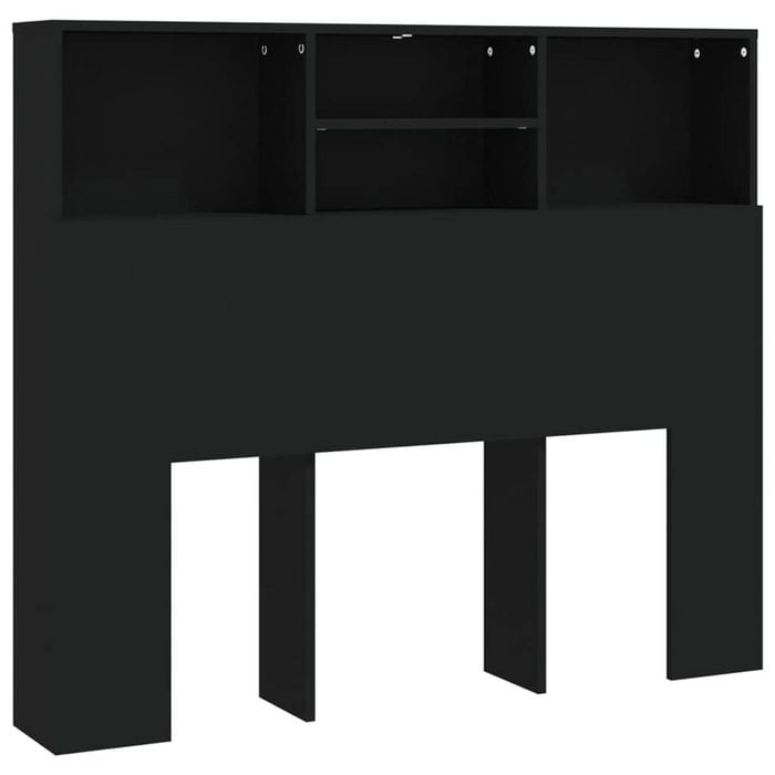 vidaXL Headboard Cabinet Home Organiser Bedroom Wall Bookcase Shelf Black 120 cm