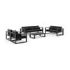 Santorini 3+2+1+1 Outdoor Aluminium Lounge Set Charcoal With Coffee Table & Denim Grey Cushions