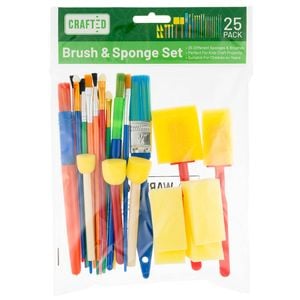 Crafted Assorted Kids Paint Brushes - 25 Pack