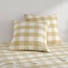 Dreamaker Remy Washed Cotton Yarn Dyed Check Euro Pillowcase Sand Twin Pack