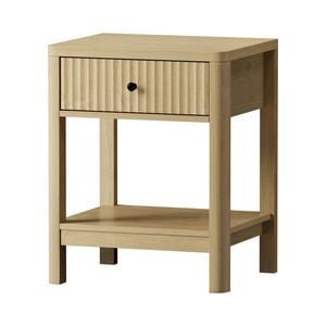 Oikiture Bedside Table 1 Drawer & Shelf Natural