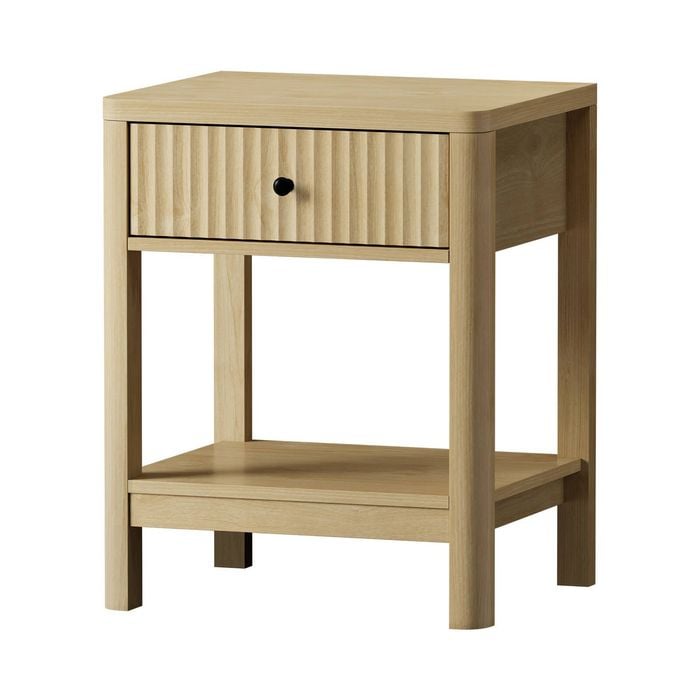 Oikiture Bedside Table 1 Drawer & Shelf Natural