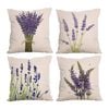 Catzon 4 Pcs Lavender Throw Pillow Covers Linen Summer Cushion Case for Sofa