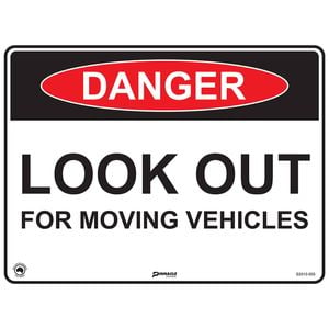 Pinnacle 400 x 300mm Metal Danger Look Out For Moving Vehicles Sign