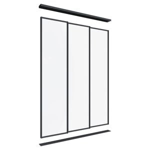 Lugna 2400 x 1800mm Black Optiglass Panels Wardrobe Triple Sliding Doors