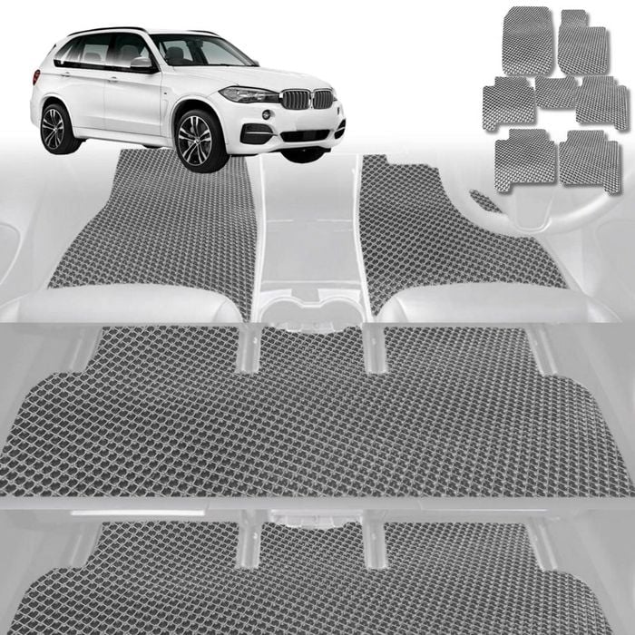 6D Diamond Car Floor Mats for BMW X5 2013-2018-Ultimate Set-Grey-Outback GT