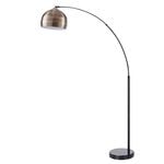 Teamson Home Arquer Arc Floor Lamp with Faux Black Marble Base and Antique Brass Bell Shade