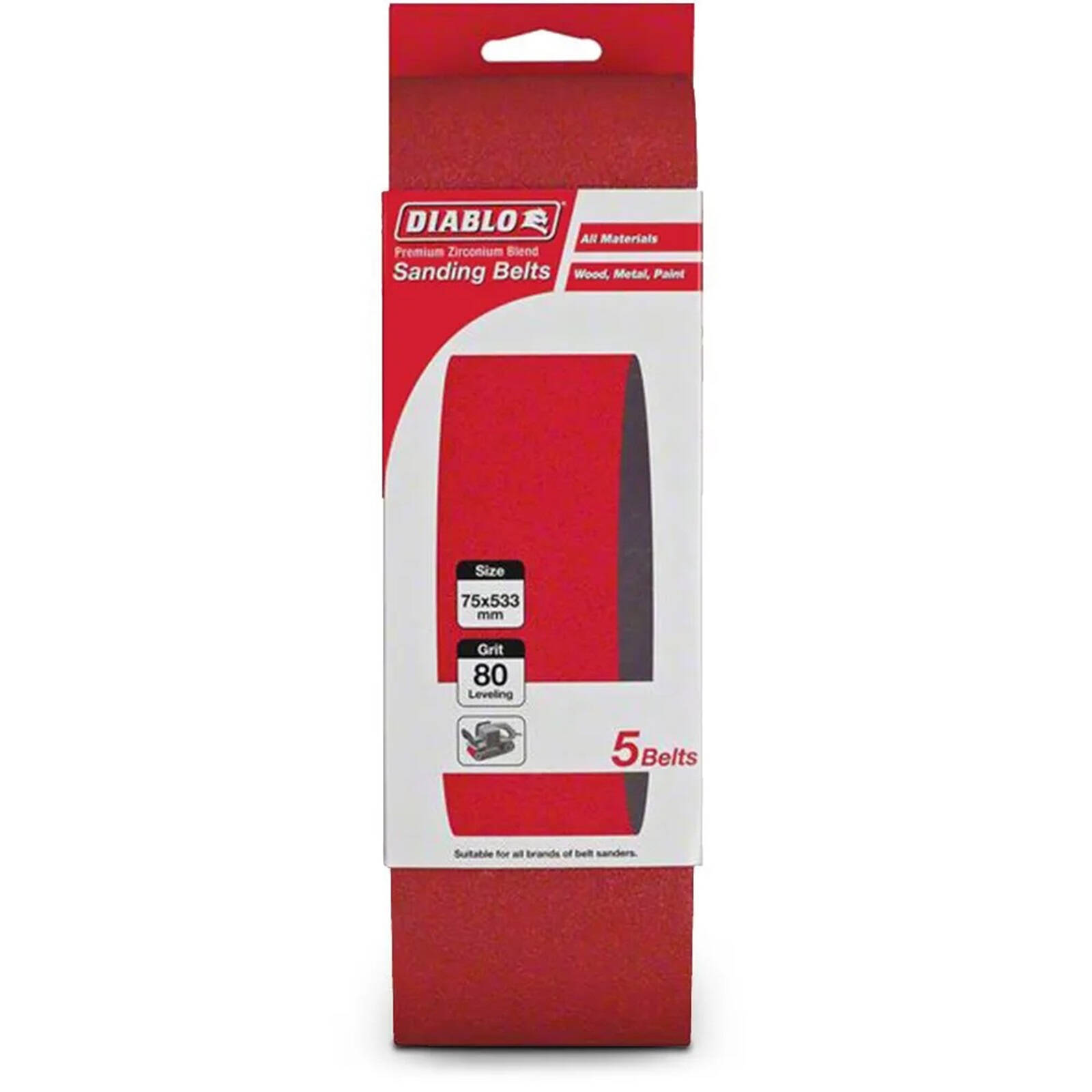 Diablo 75 x 533mm 120 Grit Abrasive Belt - 5 Pack