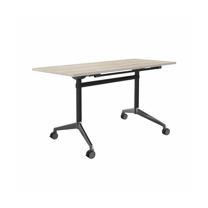 Olg Modulus Flip Table Black And Silver Frame Nordic Maple Top L1800mm X W750mm