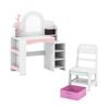 Costway Vanity Desk Makeup Dressing Table Chair Set Storage Shelf White