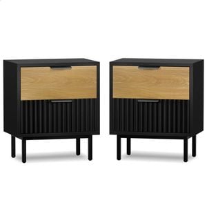 ALFORDSON Set of 2 Bedside Table Black and Wood