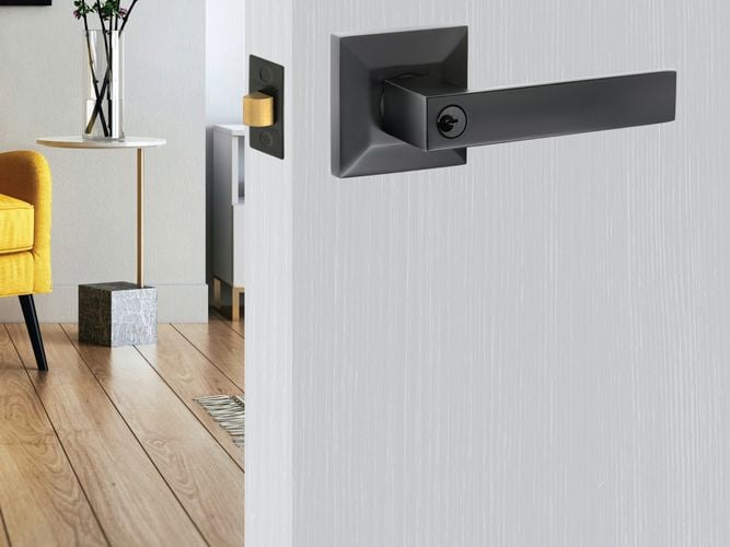 Black
  door handle available at Bunnings. Calida by Lemaar