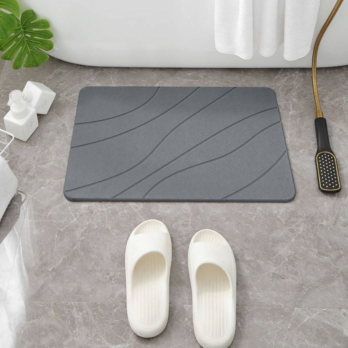Hard Diatomite Bath Mat Stone Super Dry AntiSlip Foot Shower Mats in ...