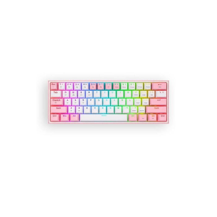 Redragon K616 Rgb Fizz Pro White Pink 65% Tri-mode Mechanical Gaming Keyboard
