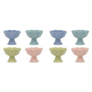 2x 4pc Ecology Ruffle Footed Bowls 12cm Pink Salt, Midday, Twilight, Ginko