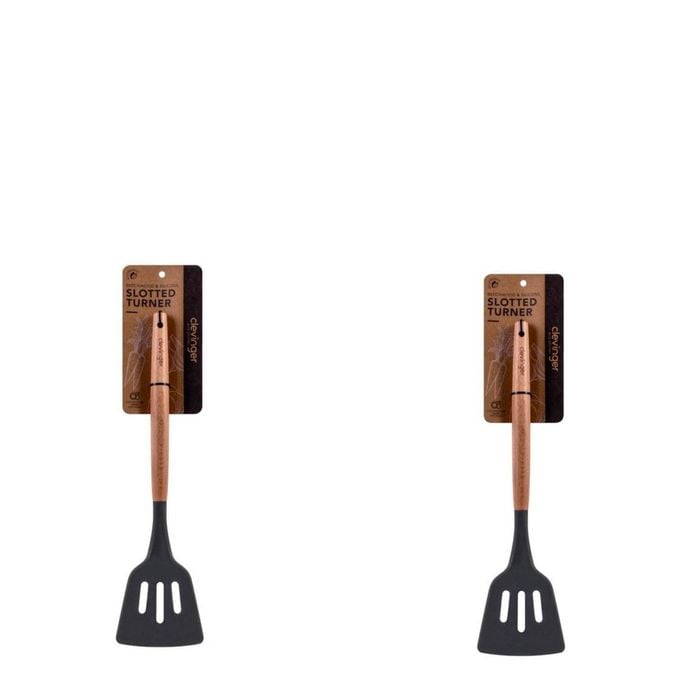 2pcs Beechwood & Silicone Slotted Turner Charcoal