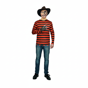 More Than Party Adult Red Black Stripe Killer Man Costume With Mask/Gloves L/XL