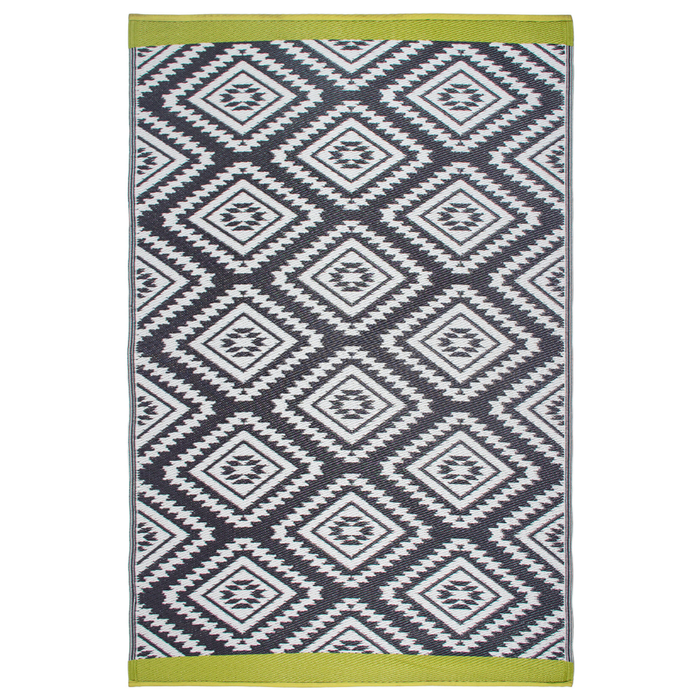 Fab Habitat 240x300cm Grey And White Valencia Diamond Recycled Plastic Outdoor Rug