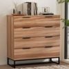 Homfurn 4-drawer Chest Tallboy Dresser Storage Cabinet Rust Oak