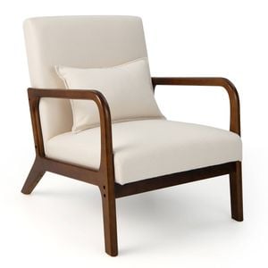 Costway Accent Lounge Chair Upholstered Single Sofa Beige