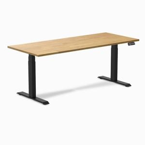 Desky Dual Light Oak Rubberwood Sit Stand Desk 180x75cm Matte Black Frame Leg