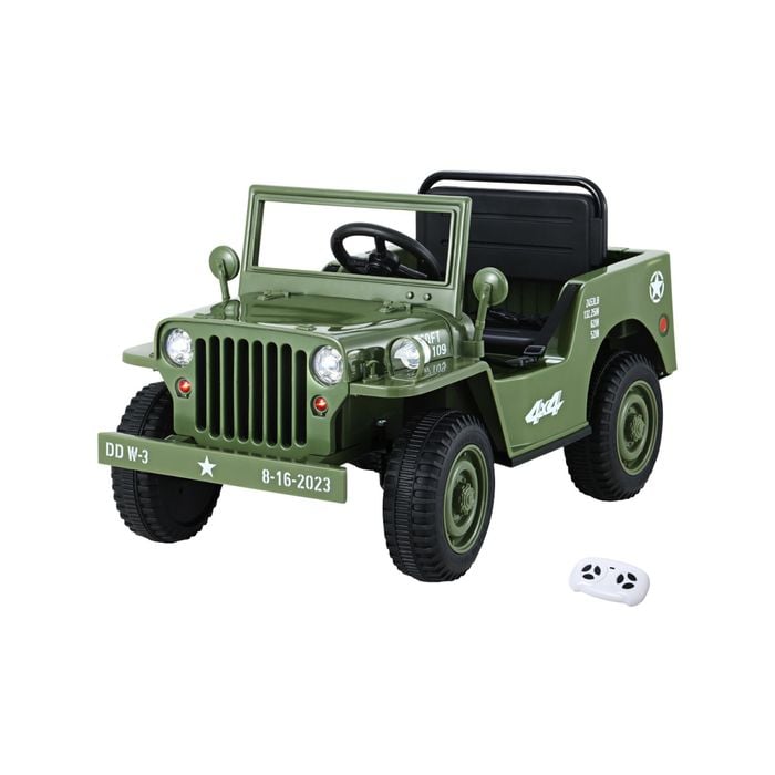 Rigo Ride On Car Jeep Kids Military  12V Green