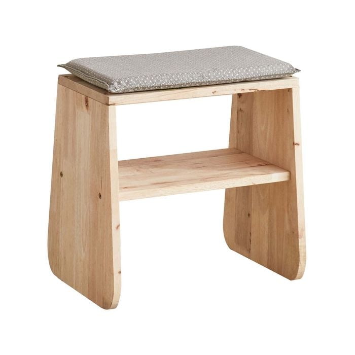Natural Signature 450mm Raw Natural Shoe Rack with Cosmo Brown Seat Cushion