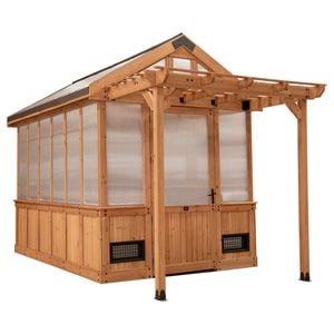 Backyard Discovery Bellerose 3.3 m x 2.1 m Cedar Wood and Polycarbonate Walk-In Outdoor Greenhouse Kit with Pergola