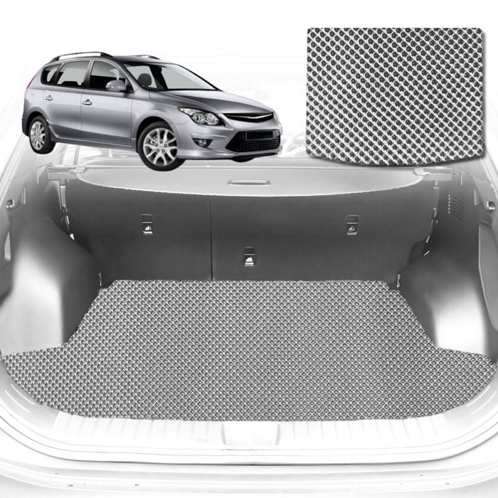 6D Diamond Car Boot Mat for Hyundai i30 FD2007-2012-Wagon-Cargo Mat-Grey-Outback GT