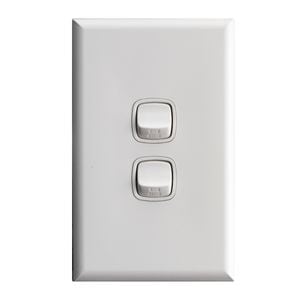 HPM Excel 2 Gang Light Switch White