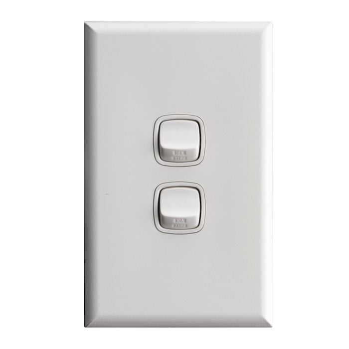 HPM Excel 2 Gang Light Switch White
