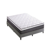 Zinus Queen Dark Grey Fabric Bed Base & Pocket Spring Mattress Set, Support iCoil Eurotop